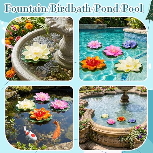 Image of Willinglong 2 Pcs Ceramic Floating Koi Fish 5 Pcs Artificial Foam Lotus Flower with Water Lily Floating Fake Fish Goldfish Koi Decor for Pond Fountain Birdbath Fake Aquarium Decor