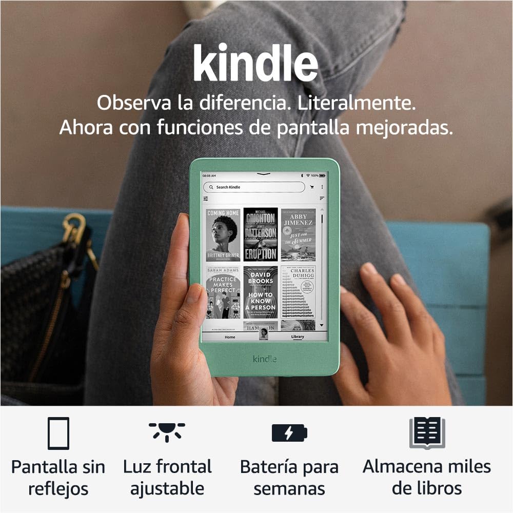 Amazon Kindle 16 GB (modelo más reciente): El Kindle más ligero y compacto, ahora con cambios de página más rápidos y mayor contraste, para una experiencia de lectura mejorada - Matcha - Matcha