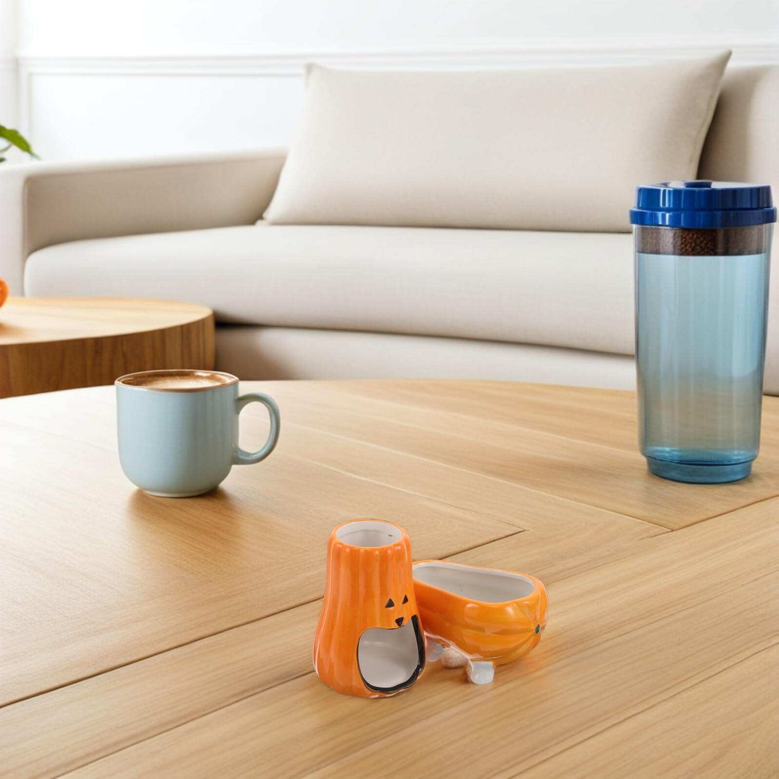 SHINEOFI Wasserflaschenhalter für Kleintiere Kippsicherer Keramik-trinkflaschenhalter Kürbisform als Versteck und Wasserspender Stabiler Stand für Hamster Mäuse Rennmäuse und Ratten
