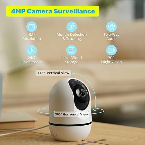 Miniatura 3 de WUUK Cámara para mascotas de 4 MP, cámara de inclinación panorámica para monitor de bebé, + 2 cámaras exteriores para seguridad en el hogar con