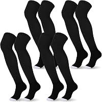 Jenaai 4 Pairs Knee High Baseball Softball Socks - Non-Slip Over Calf Athletic Stockings for Soccer Football