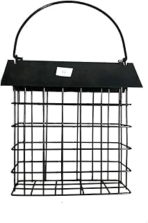 BSTCAR Steel Wire Suet Bird Feeder, Wild Bird Suet Cake Feeder with Handle, Fat Ball Suet Block Feeder Bird Feeder House Cube Cage Food Container for Birds 12 * 13 * 4.7CM
