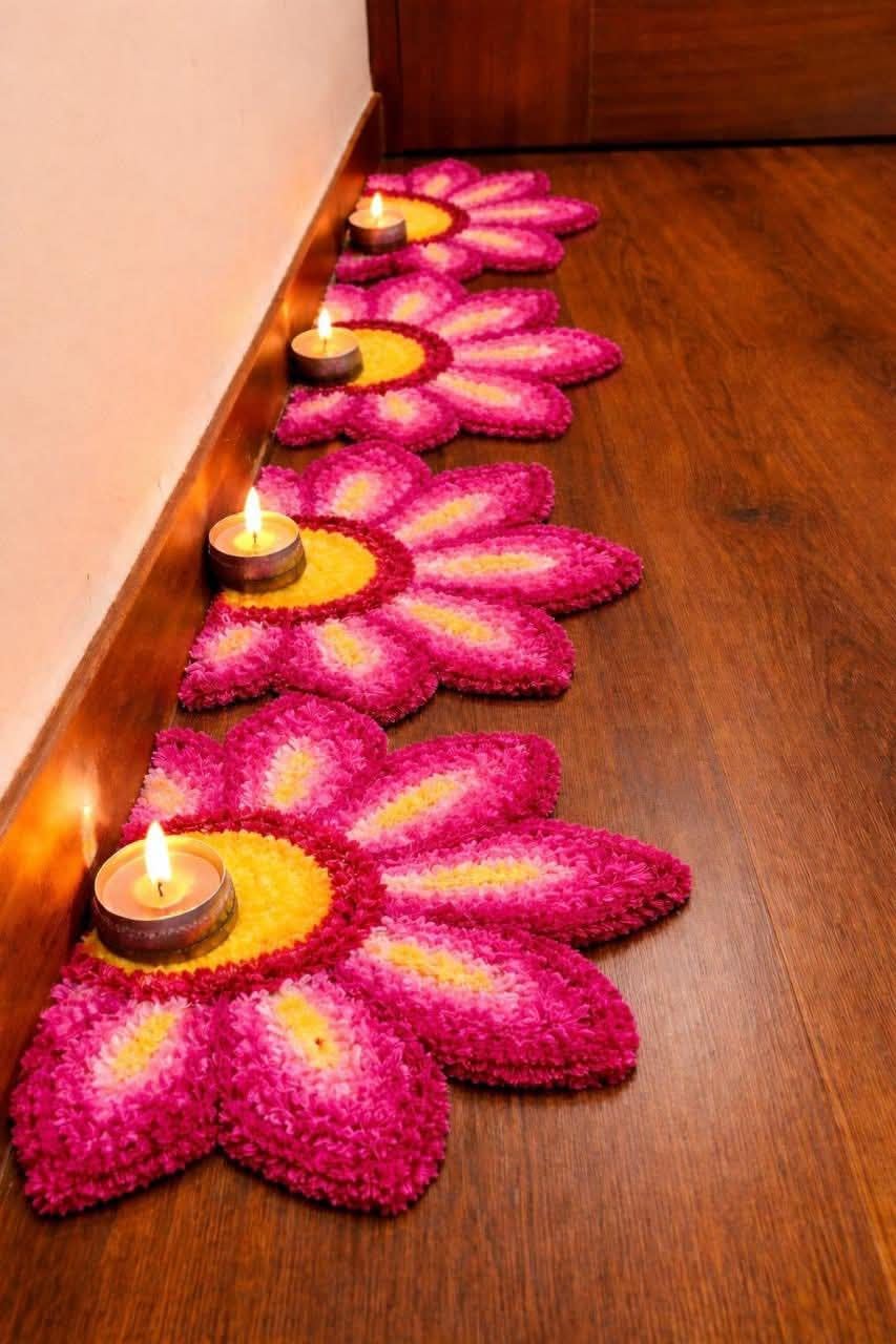 Woolen Fur Rangoli Mats - Diwali Decor -3 Woolen Fur Rangoli Mats - Diwali Decor -3