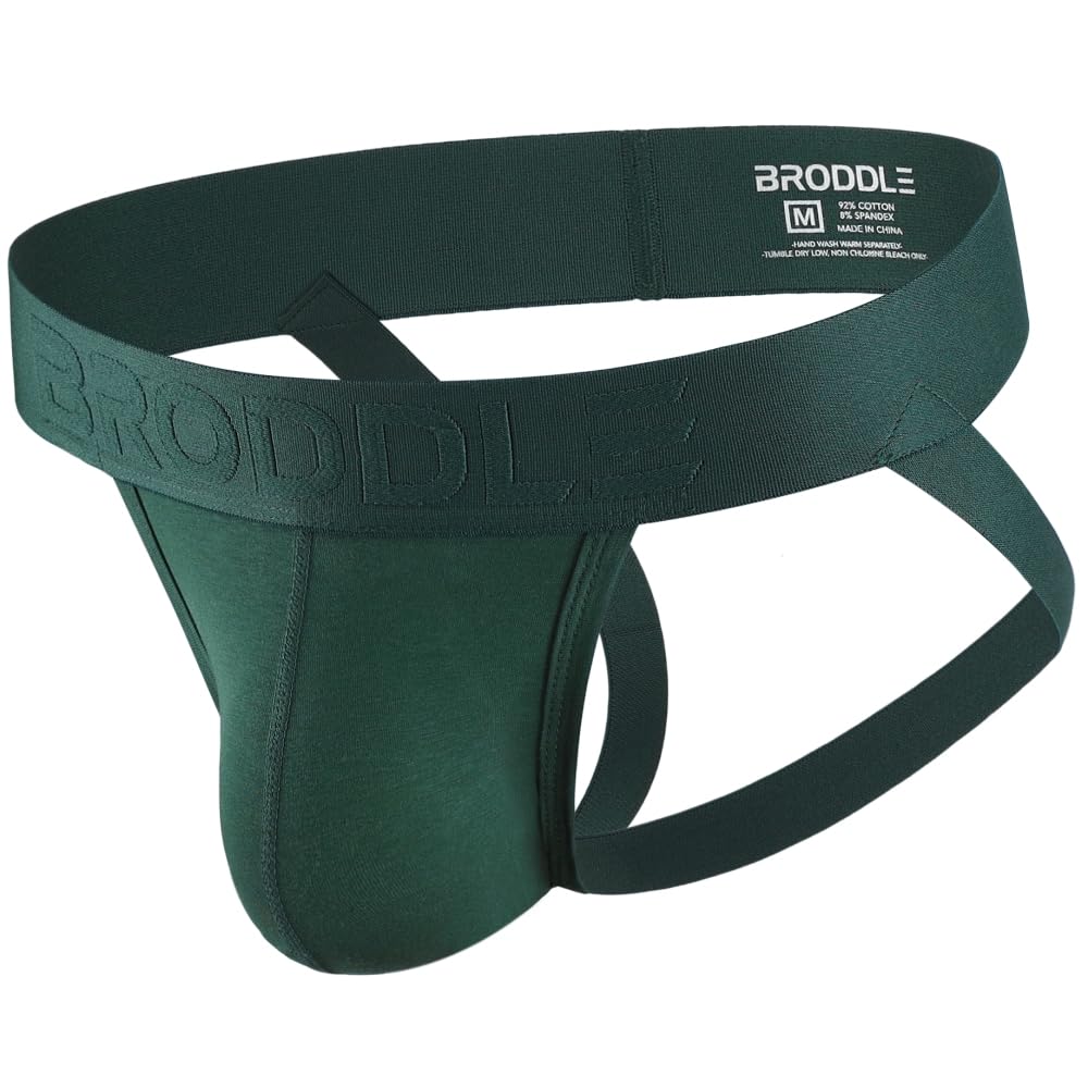 Broddle Men's Dark Green Jockstrap Underwear Active Athletic Supporters Elastic Waistband Jock Straps