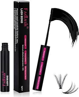Cluster Lash Glue Lash Bond Long Lasting DIY Lash Extension Glue Waterproof FADLASH Individual Lash Glue Strong Hold 48-72 Hours Clear Eyelash Glue with Mascara Wand