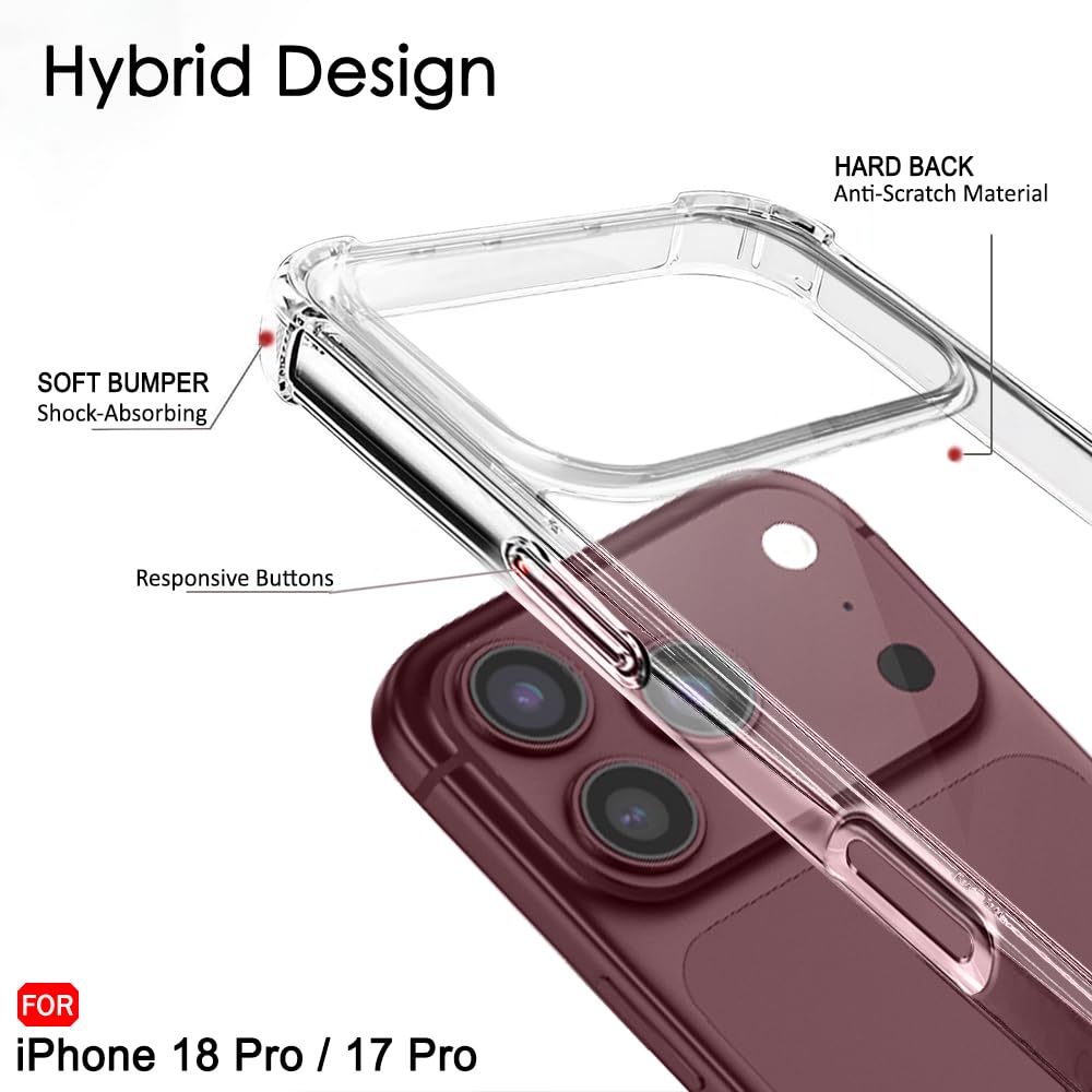 TheGiftKart Crystal Clear Back Cover Case for iPhone 18 Pro / 17 Pro | 360 Degree Protection | Shock Proof Design | Transparent Hard Back Cover Case (PC & TPU, Transparent Bumper) — Amazon image 4