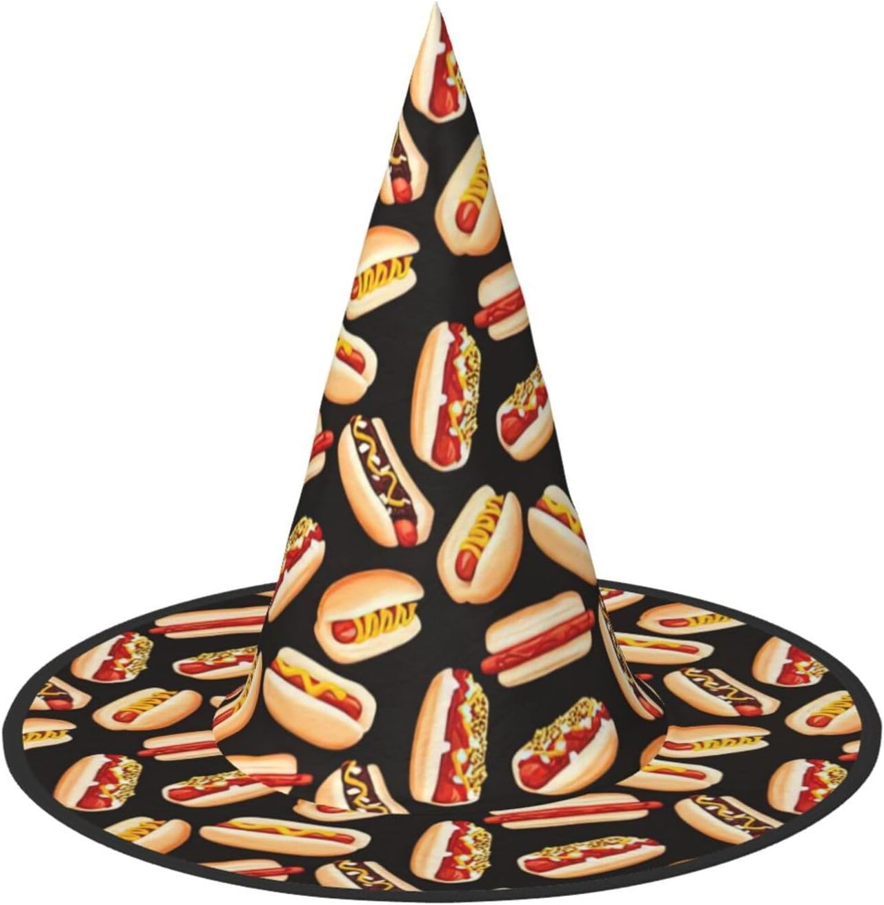 Fun Food Hot Dogs Print Halloween Witch Hat,Wizard Hat Decorations,Hanging Witch Hats, For Party Masquerade