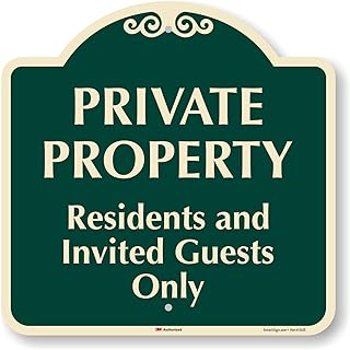SmartSign 18 x 18 inch “Private Property - Residents And Invited Guests Only†Designer Sign, 80 mil Aluminum, 3M High-Intensity Reflective Material, Green and Ivory