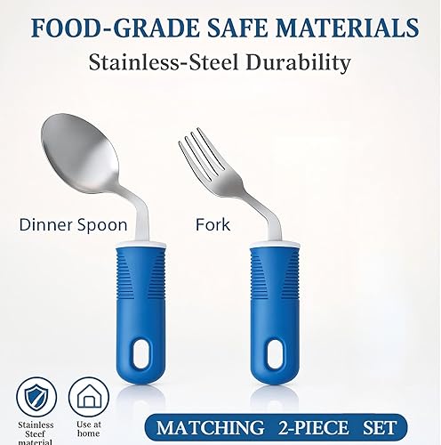 Miniatura 6 de Utensilios adaptativos, suministros especiales con peso y tenedor con agarre cómodo para artritis, temblores de manos, ancianos y pacientes de