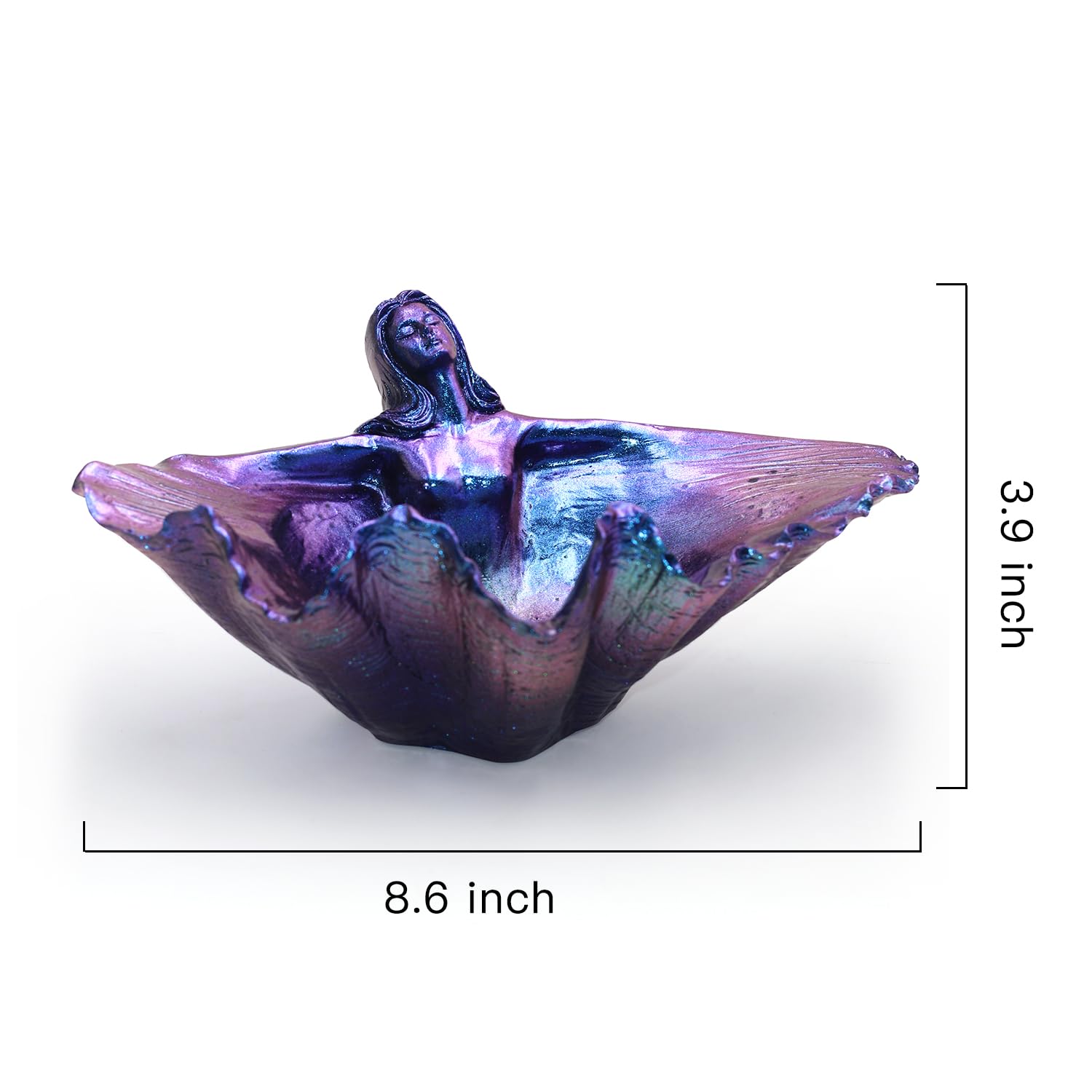 VSPDVO Mermaid Large Seashell Bowl Resin Nautical Clam Shell Bowl Coastal Bathroom Beach Party Wedding Goddess Figurine Gradient Color Resin for Home Decoration