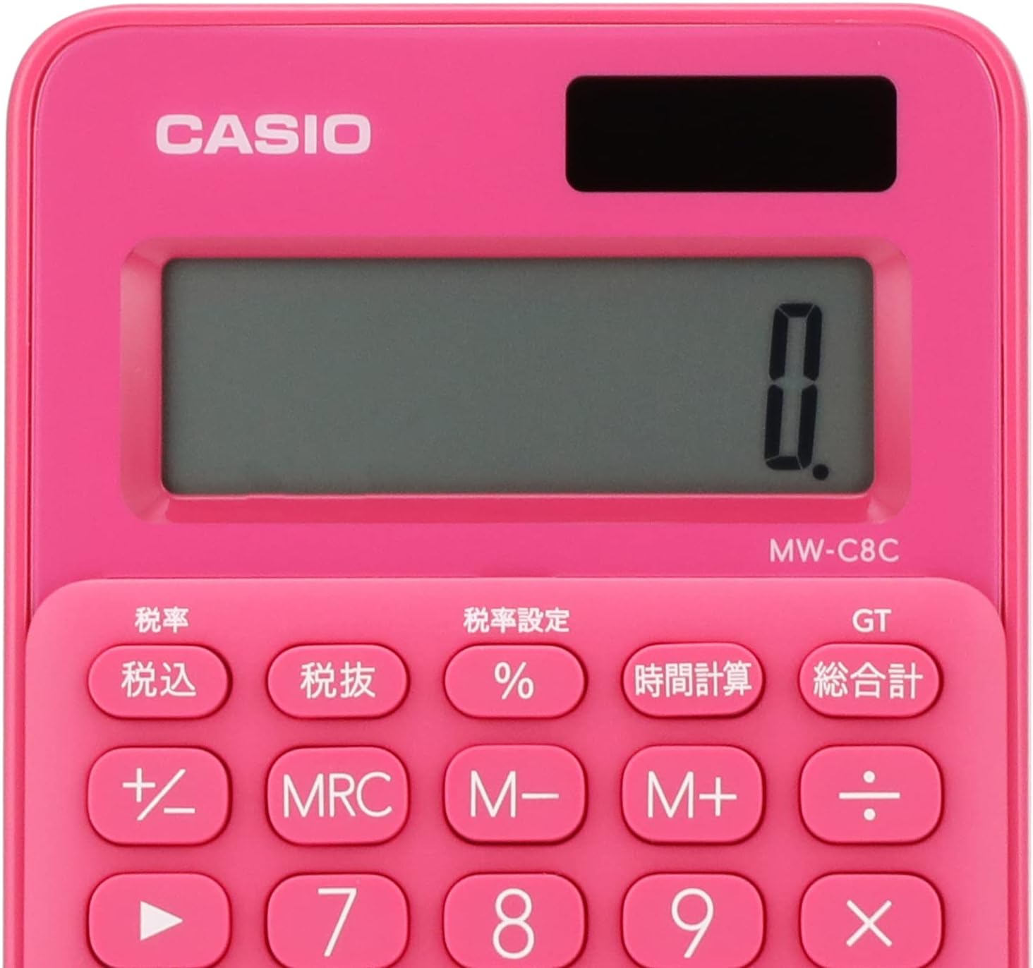 CASIO MW-C8C-RD-N Colorful Calculator, Vivid Pink, 10 Digit Mini Just Type
