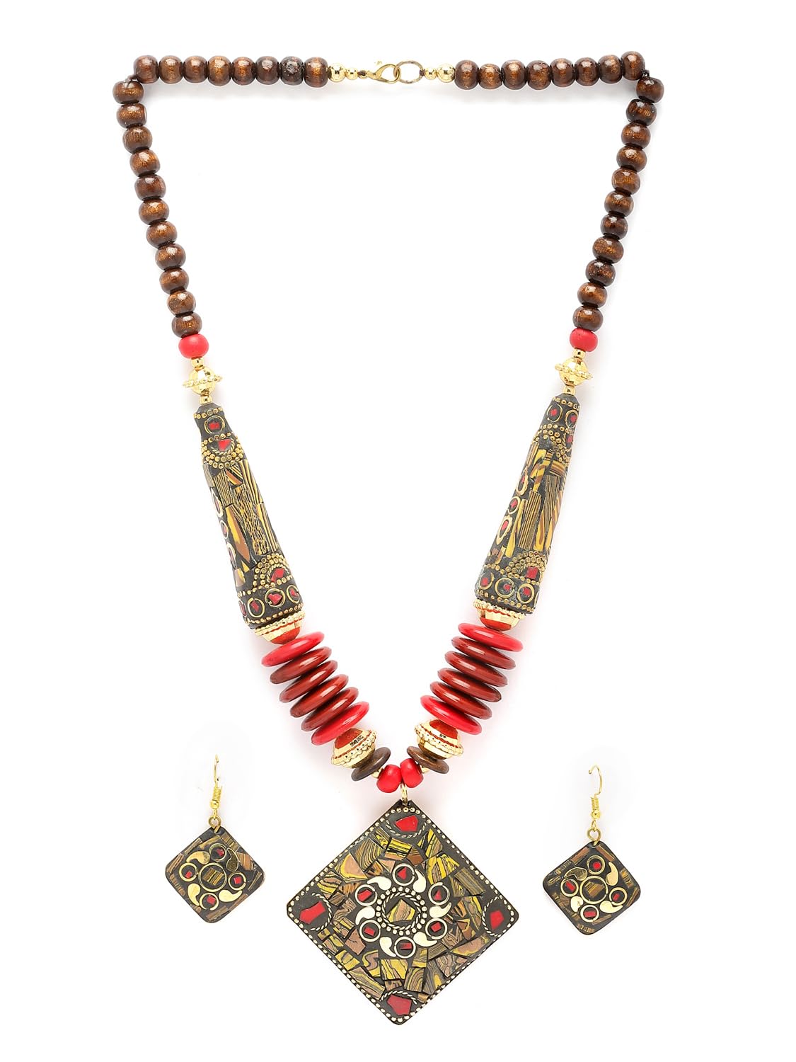 Shining Diva Fashion Latest Stylish Traditional Tibetan Pendant Necklace Oxidised Jewellery Set for Women (15554s) (B0CG19L8Q2) Amazon Price History, Amazon Price Tracker
