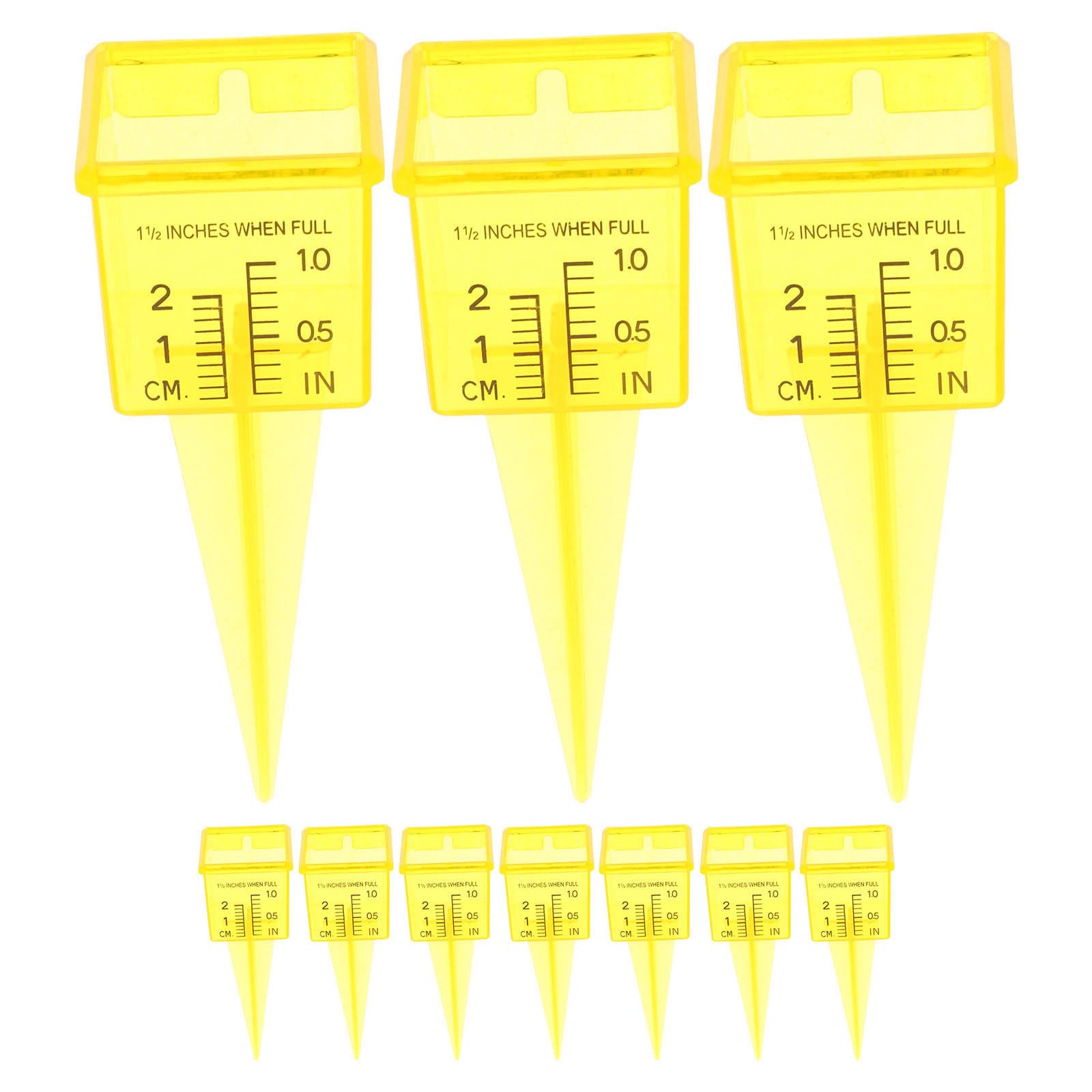 Luxshiny 20 Pezzi Pluviometro per Prato e Giardino in Plastica Giallo, Misuratore di Pioggia Portatile da 1,5 Pollici Facile Lettura, per Cortili All'aperto e Uso Domestico