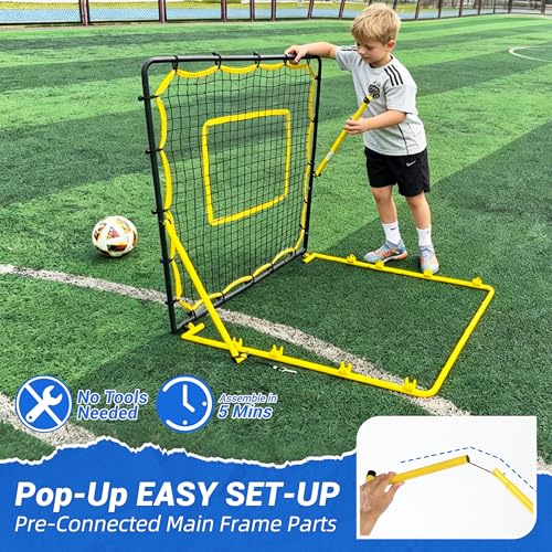 JOLORLY 4-Angle Soccer Rebounder Net, Portable Goal Rebound for Control, Passing, First Touch & Shooting Training, Heavy Duty Kick Back Trainer for Backyard Solo Practice (4x4 ft) by JOLORLY - Used condition - Image 7