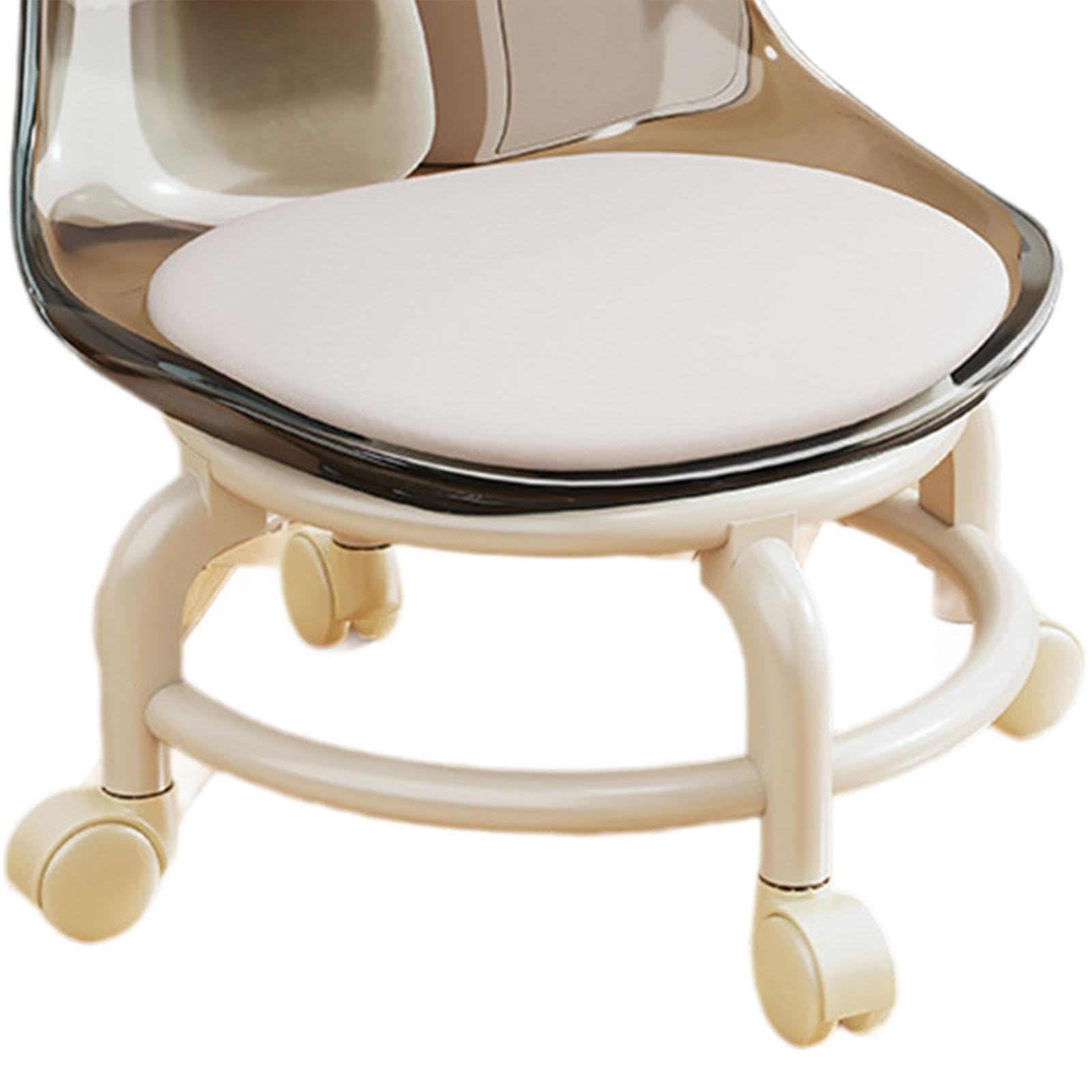 Sgabello Girevole con Ruote, Sgabello per Pedicure, per Ufficio, Garage, Pulizia Pavimenti Cucina, Barbiere, Grigio