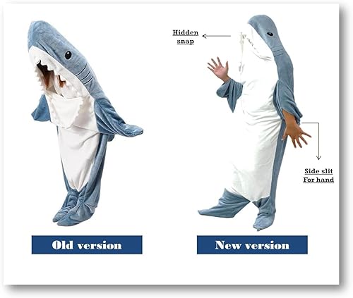 Miniatura 2 de Hip Manta de tiburón para adultos, manta de tiburón suave y acogedora, disfraz de tiburón, sudadera con capucha de tiburón, saco de dormir de tiburón