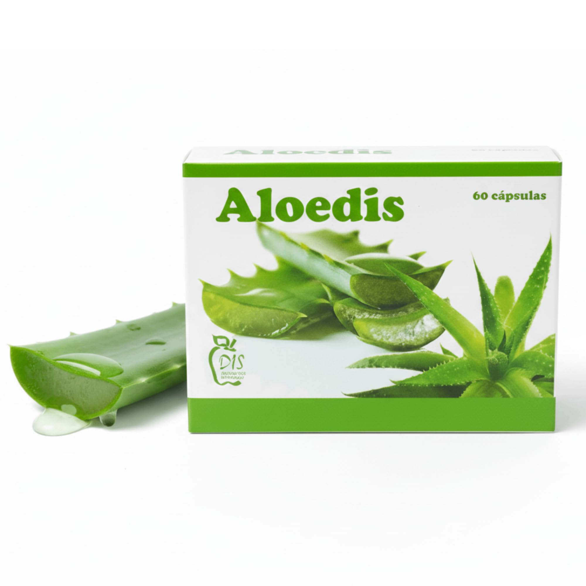 Dis Aloedis - Pack Ahorro 2 x 60 Cápsulas - Suplemento Digestivo, con Zumo de Hojas de Aloe Vera 360mg y Carbón Activo 3.75mg - Para Ayudar a Equilibrar la Flora Bacteriana