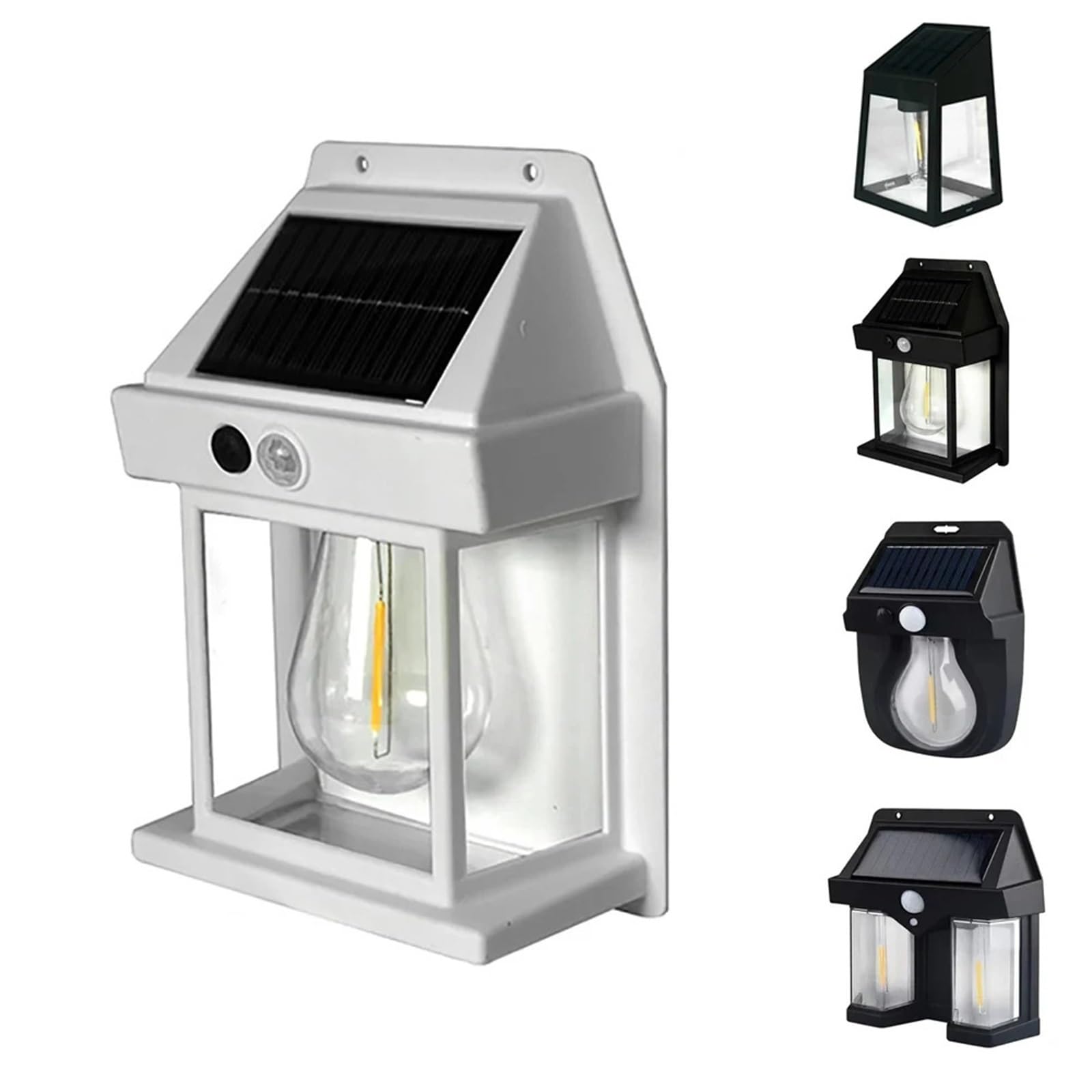 Zewnętrzna lampa słoneczna 4 szt. Lampa nocna solarna z czujnikiem ruchu, inteligentna lampa ścienna, 3 tryby oświetlenia, wodoodporna, dekoracja ogrodu na dziedziniec do podwórza, garażu(White)