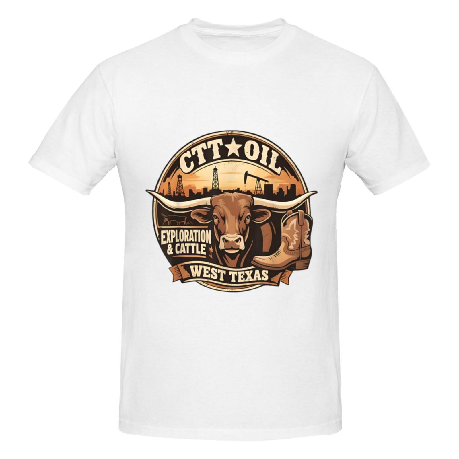 Nlwqekv Unisex Black Ctt Oil Exploration And Cattle T Shirt Round Neck Cotton For Men And Women