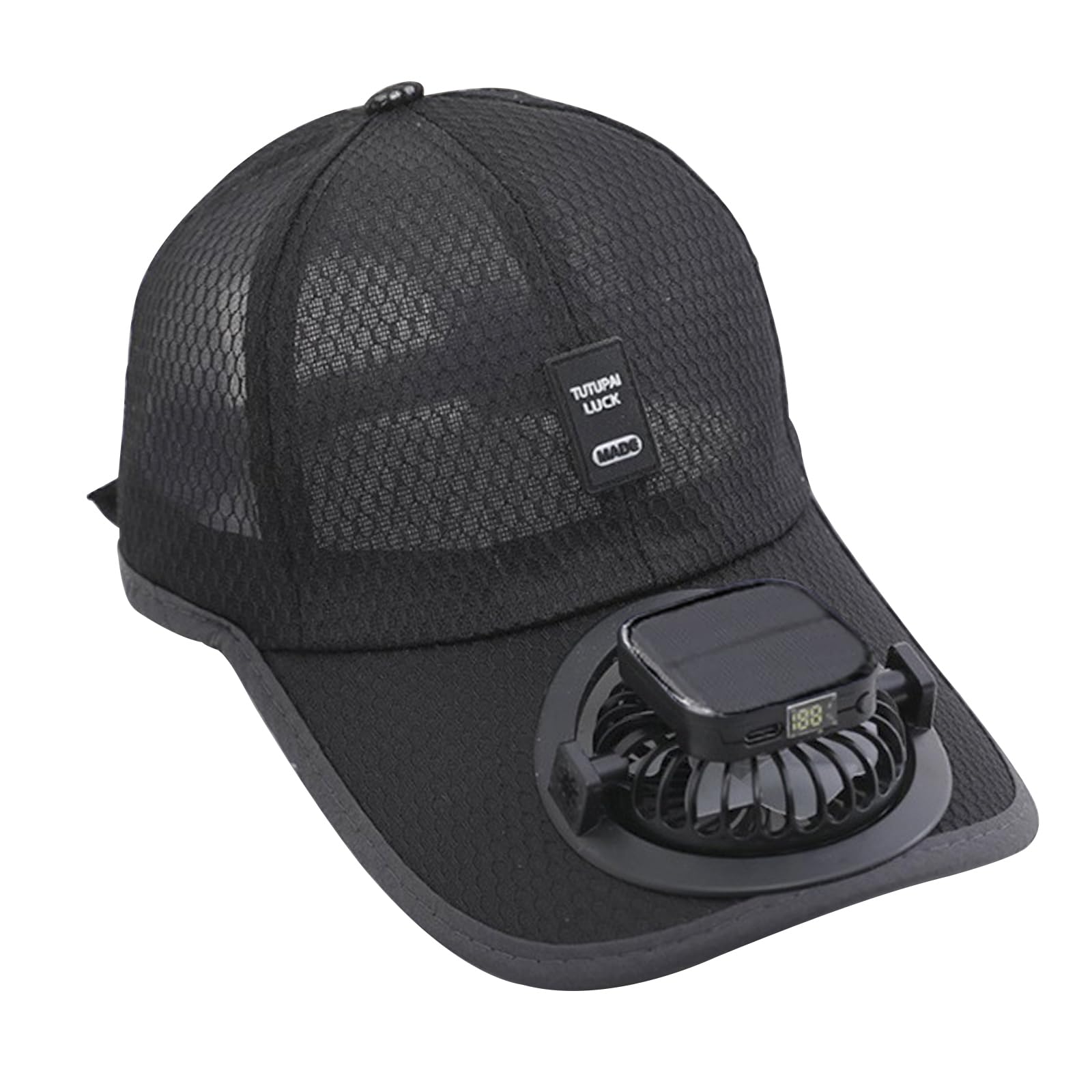 TINAYAUE Cappellino da baseball con ventilatore (solare + USB) + display + 3 velocità | Cappello visiera robusto | Maglia traspirante & stile berretto classico per esterno