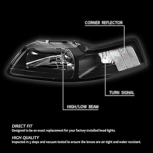 Miniatura 9 de DNA Motoring HL-OH-FM99-CH-AM Ensamblado de faros delanteros, para el lado del conductor y del acompañante