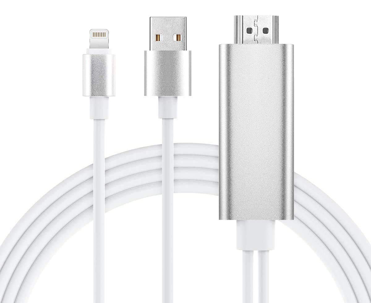 Lightning to HDMI Adapter Cable, COVS 1080P Digital AV Converter HDMI Cord Dongle, Compatible with iPhone 12/11/X/XR/8/7, iPad-iOS 14 (5.9ft White)