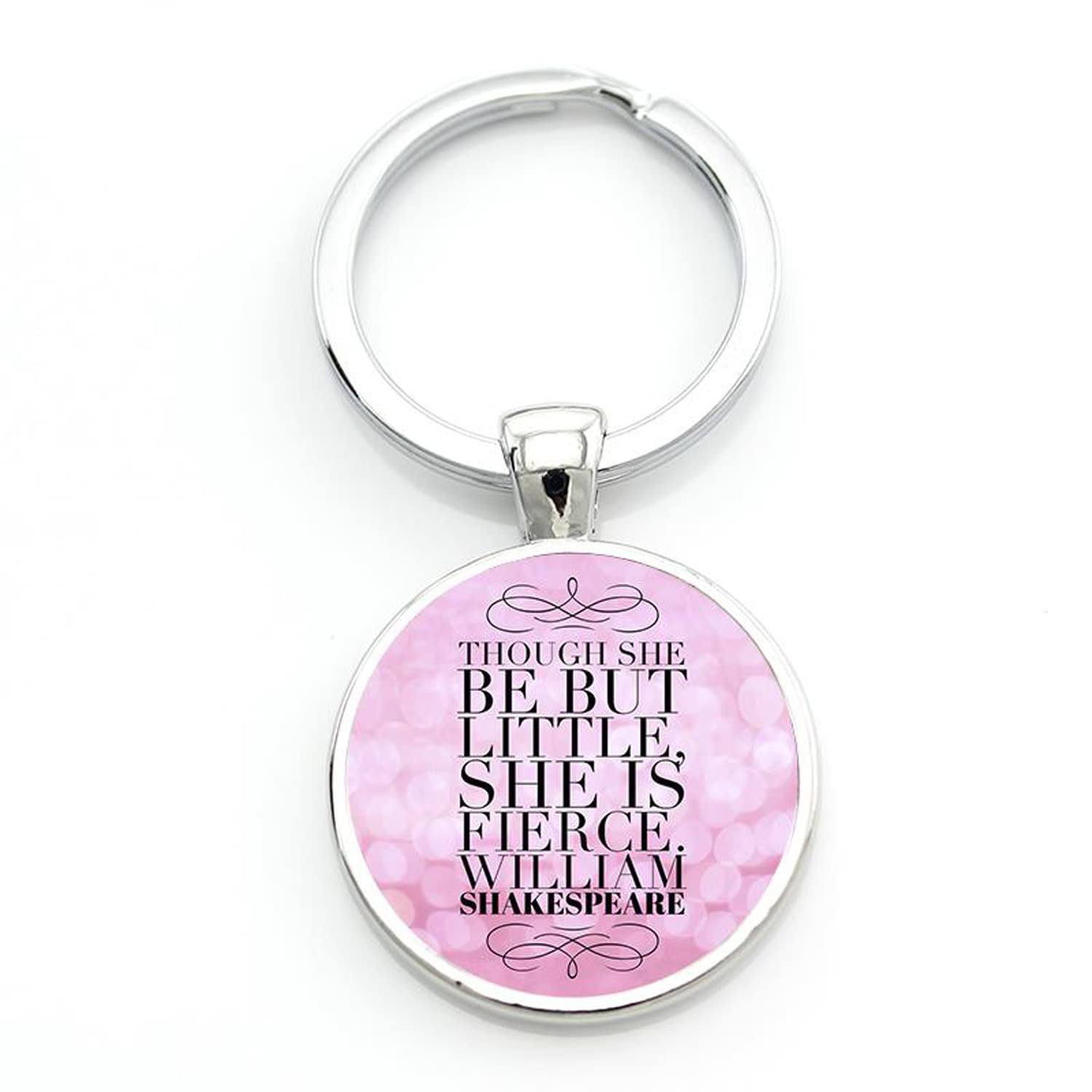 Zeia3 Women's Brown William Shakespeare Though She Be But Little She Is Fierce Quote Key Chain Ring Holder Keychain