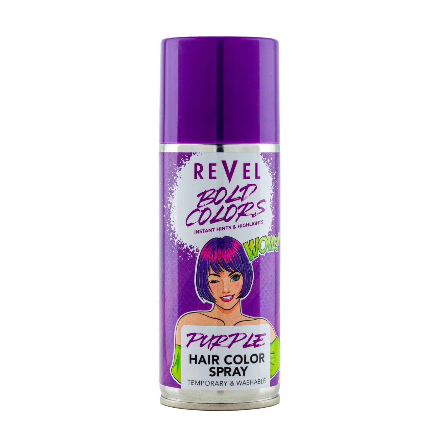 Revel Bold Colors Temporary Purple Hair Colour Spray 150ml, For Men & Women, Hair Color Sprays, Instant Hints, High Lights, All Hair Types, Fast Drying, Non Sticky, Haircare