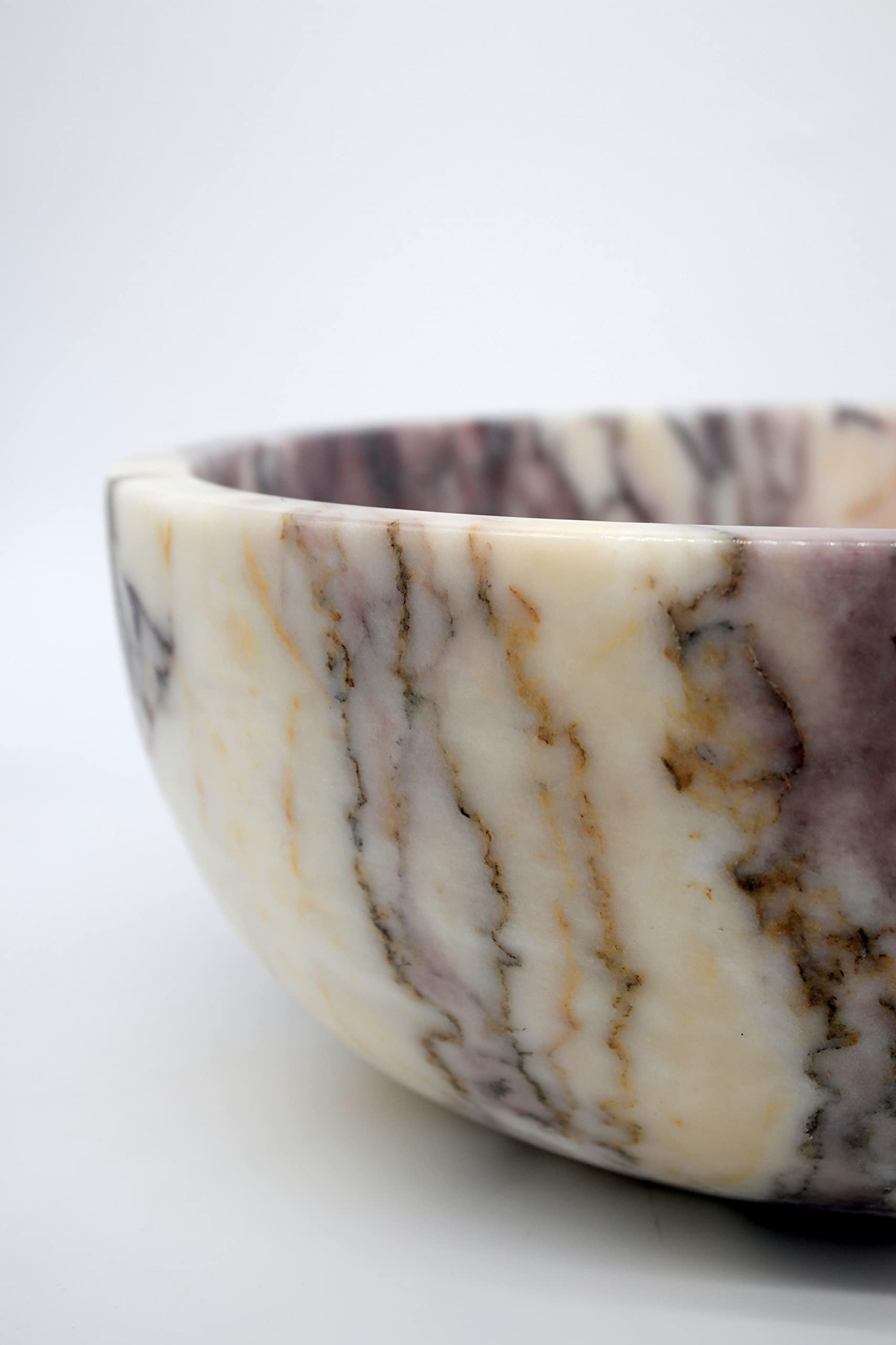 Fregadero de mármol lila, lavabo hecho a mano, cuenco de mármol, fregadero redondo hecho a mano, lavabo de baño, lavabo de guardarropa, recipiente redondo, fregadero de piedra natural