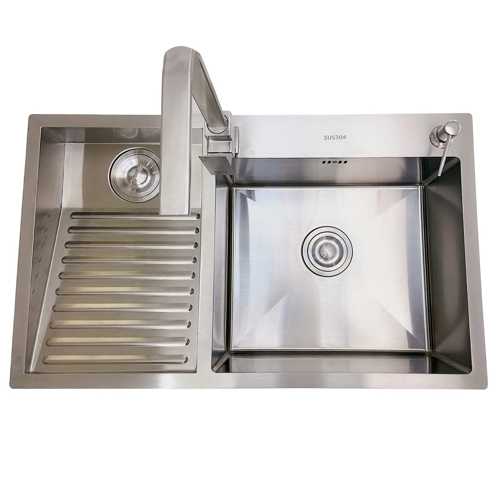 Bassin de lavage anti-éclaboussures en acier inoxydable double cuve