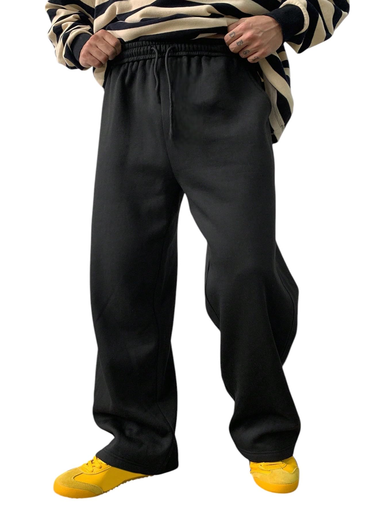 Straight Wide fit Long Length Trouser Style Drawstring Trackpant for Men/Trending Sporty Style, Relaxed Casual Pants for Men-image-34