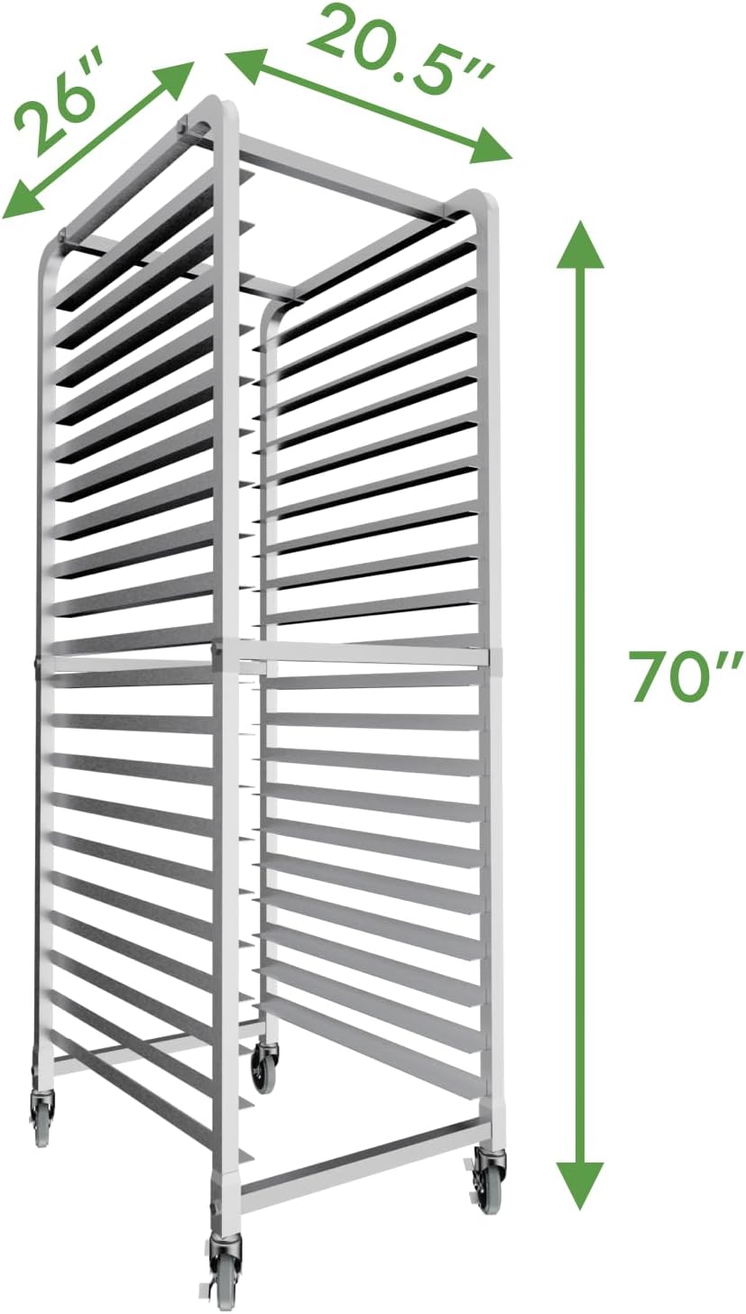 CURTA Commercial 20 Tier Bun Pan Bakery Rack with 12 Pack Aluminum Sheet Pan, NSF Listed, Full Size 26 x 18 inch Commercial Bakery Cake Bun Pan