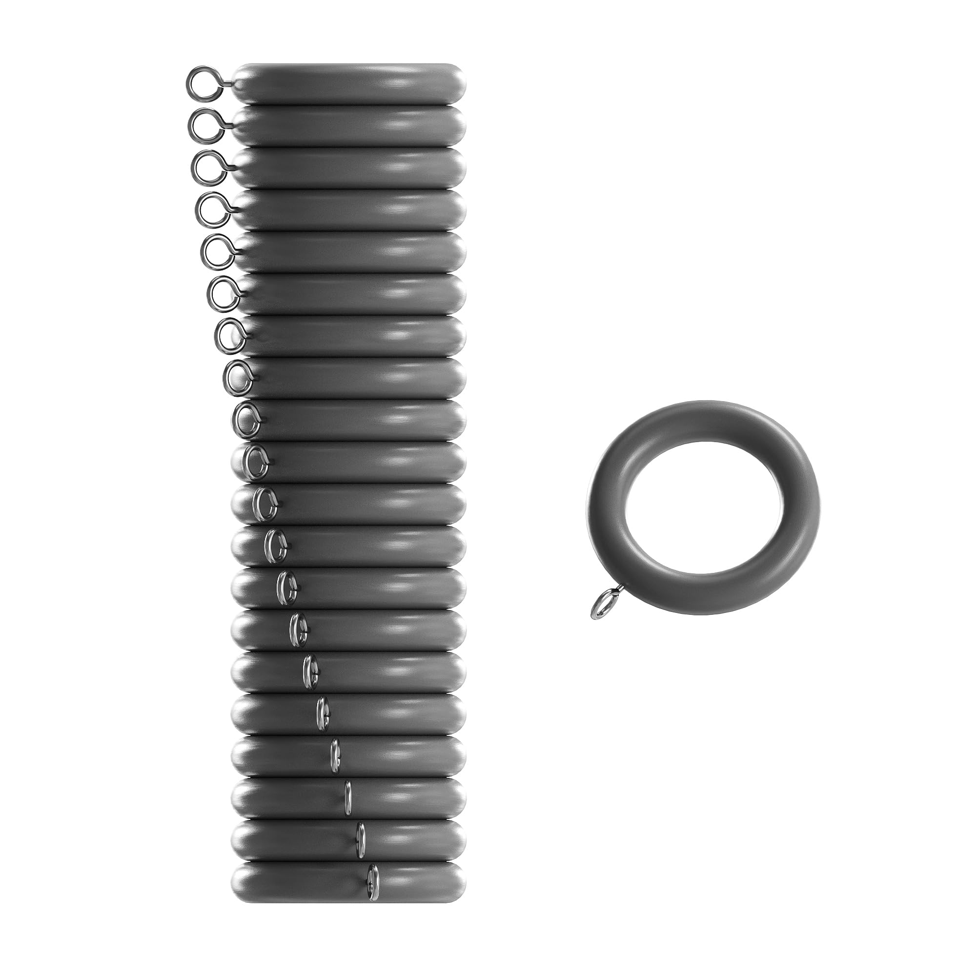 Loch & Skye Curtain Rings Durable Wooden Rings Inner Diameter 3.4cm & Outer Diameter 5.4cm Eyelet Curtains Hoops with Screw Eye for 28mm Wood Hanging Poles (Pack of 10) (Grey)