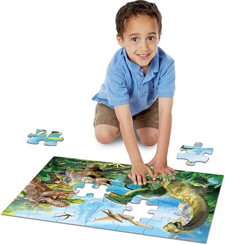Miniatura 6 de Rompecabezas de dinosaurio para niños de 3 a 5 años, 4 a 8 años, rompecabezas de piso jumbo de 35 piezas para niños y niñas, caja de regalo de