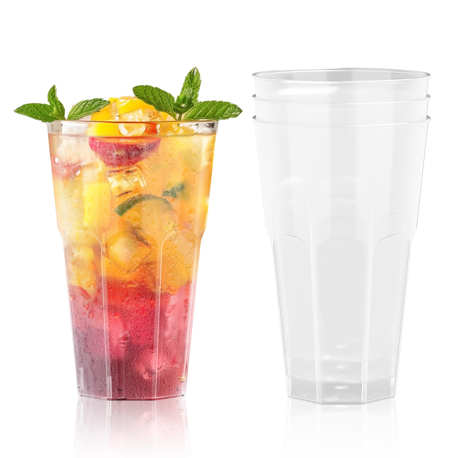 AOLUXLM 100 Stück Becher Set, Wiederverwendbare Partybecher 400ML, Trinkbecher Bruchsichere für Getränkepartys, Geburtstag, Hochzeit
