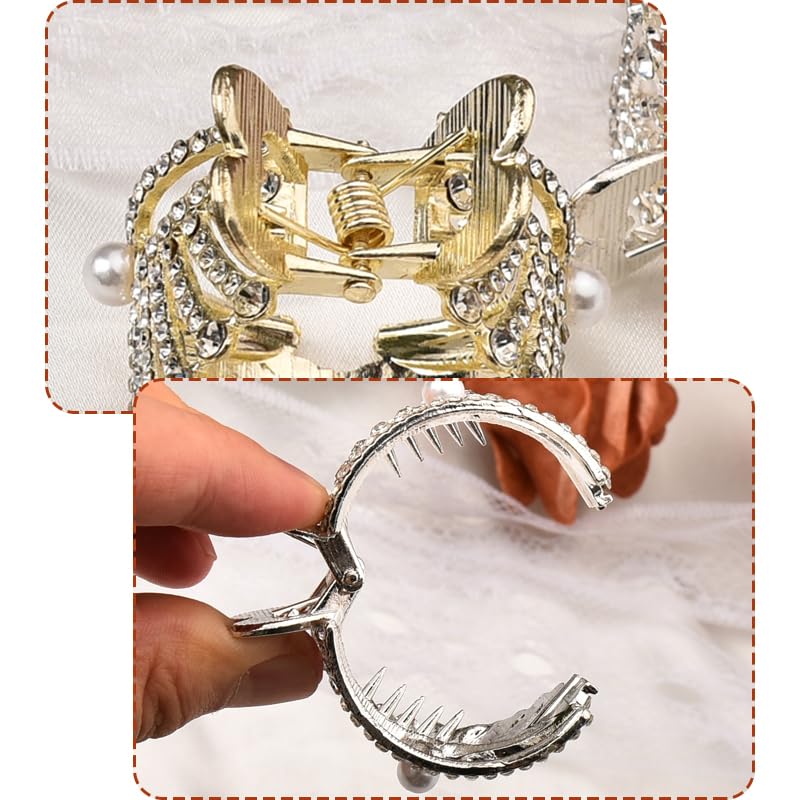 Pinza para coleta alta Crown de metal dorado y plateado, set de 2 unidades miniatura 5