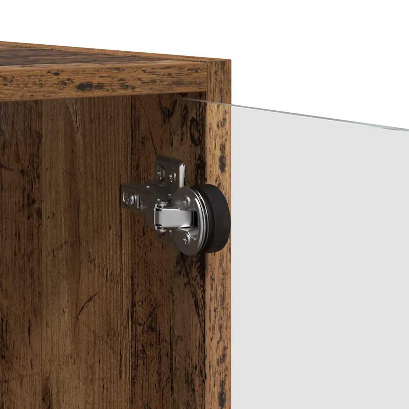 2 armadi da parete con ante in vetro trasparente, in legno anticato, 68 x 37 x 35 cm, per arredamento moderno