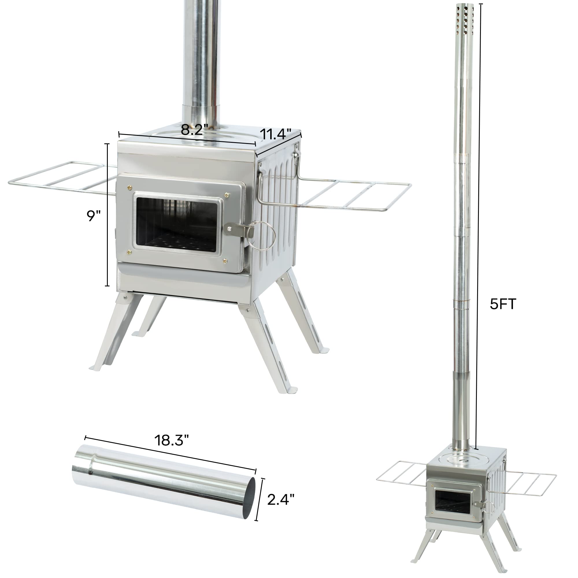 Fltom Tent Stove with Large Firebox, Outdoor Camp Stove include View Glass  and Chimney Pipes, Portable Heater for Camping and Indoor Use : Amazon.ca:  Sports u0026 Outdoors