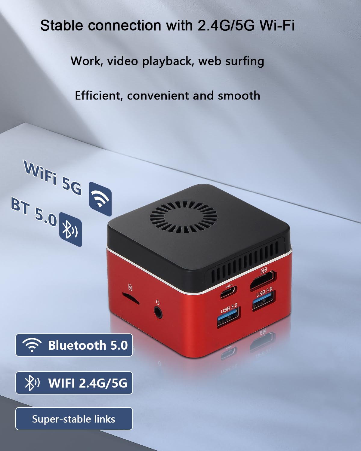Mini PC NucBox G5 with in-tel J4125 Micro Desktop Computer 4K Display 8GB DDR4 256GB SSD Wi-Fi5.0/BT4.0/USB3.0/HD/TF Slot for Home/Business/School (12-Months-Technical Support)