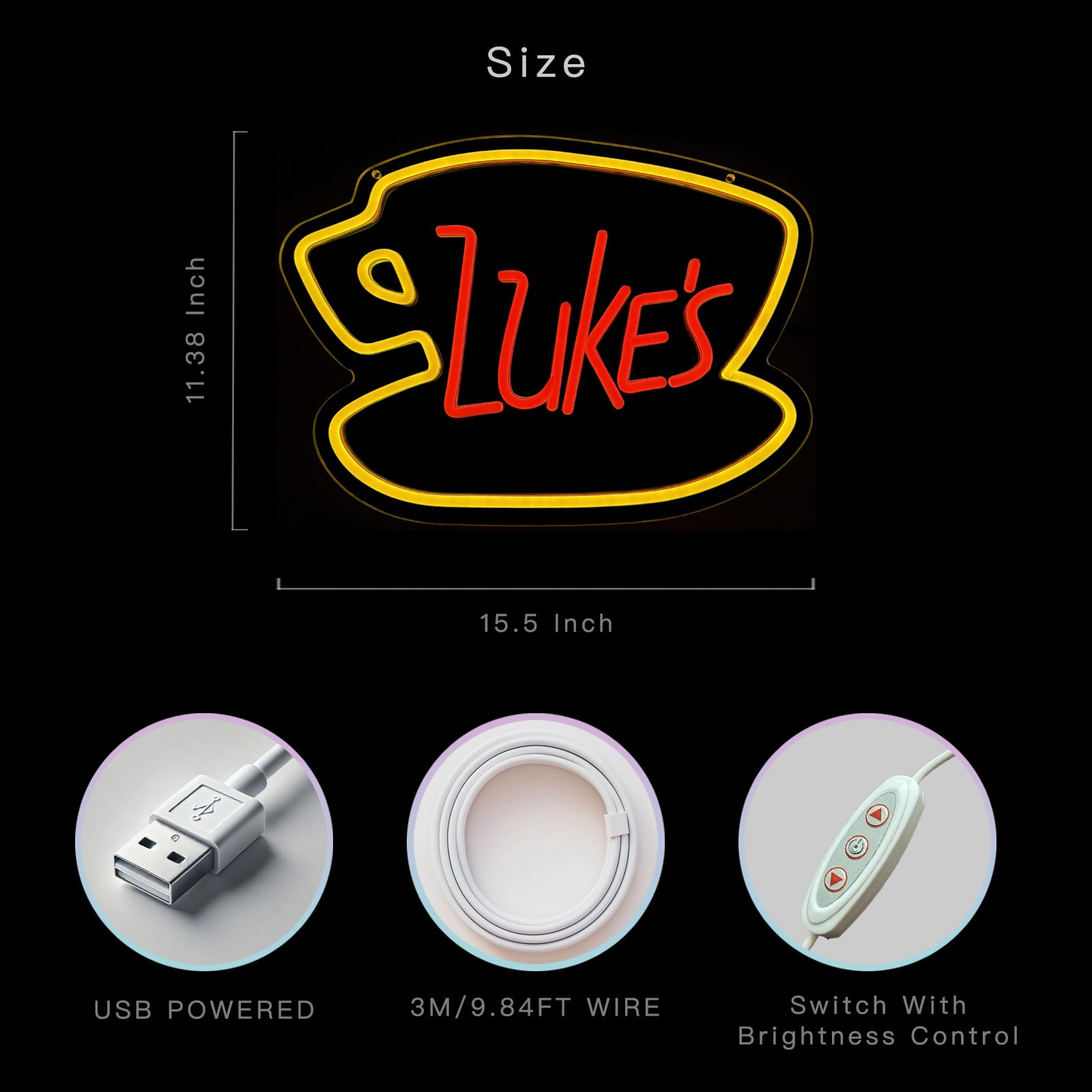 Insegna Al Neon Luke's Diner, Tazza Di Caffè, Per Fan Di Gilmore Girls, Decorazione Da Parete, Luce LED, Facile Da Appendere - 2