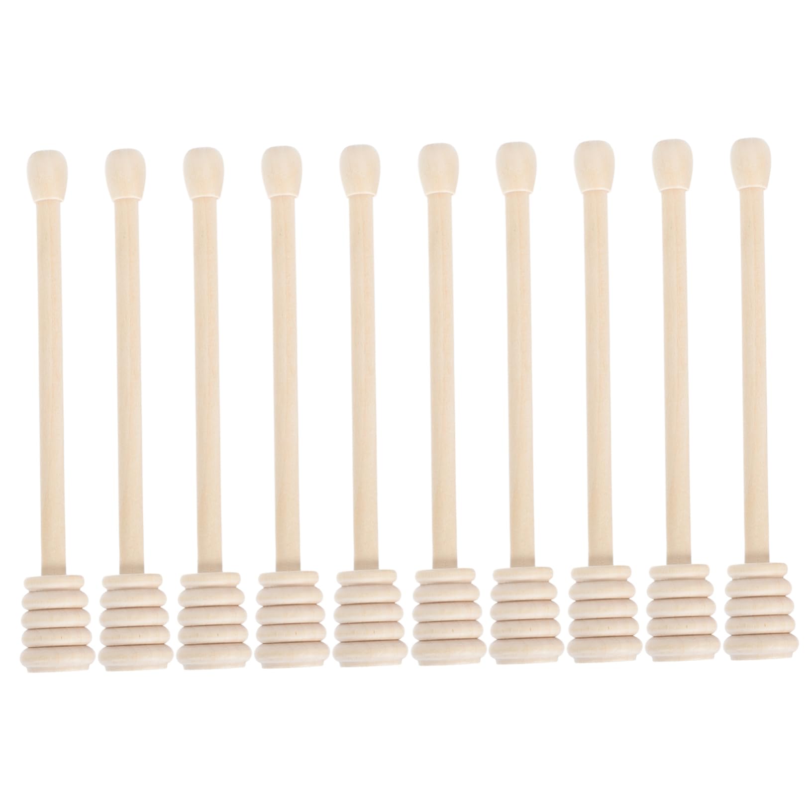 CIYODO 10pcs Honey Stirrer Honey Stirring Spoon Tea Jam Stick Syrups for Drinks Honey Jar Server Stick Honey Spoon Dipper Household Tableware Honey Stick Stirrer Wood Beige re-usable