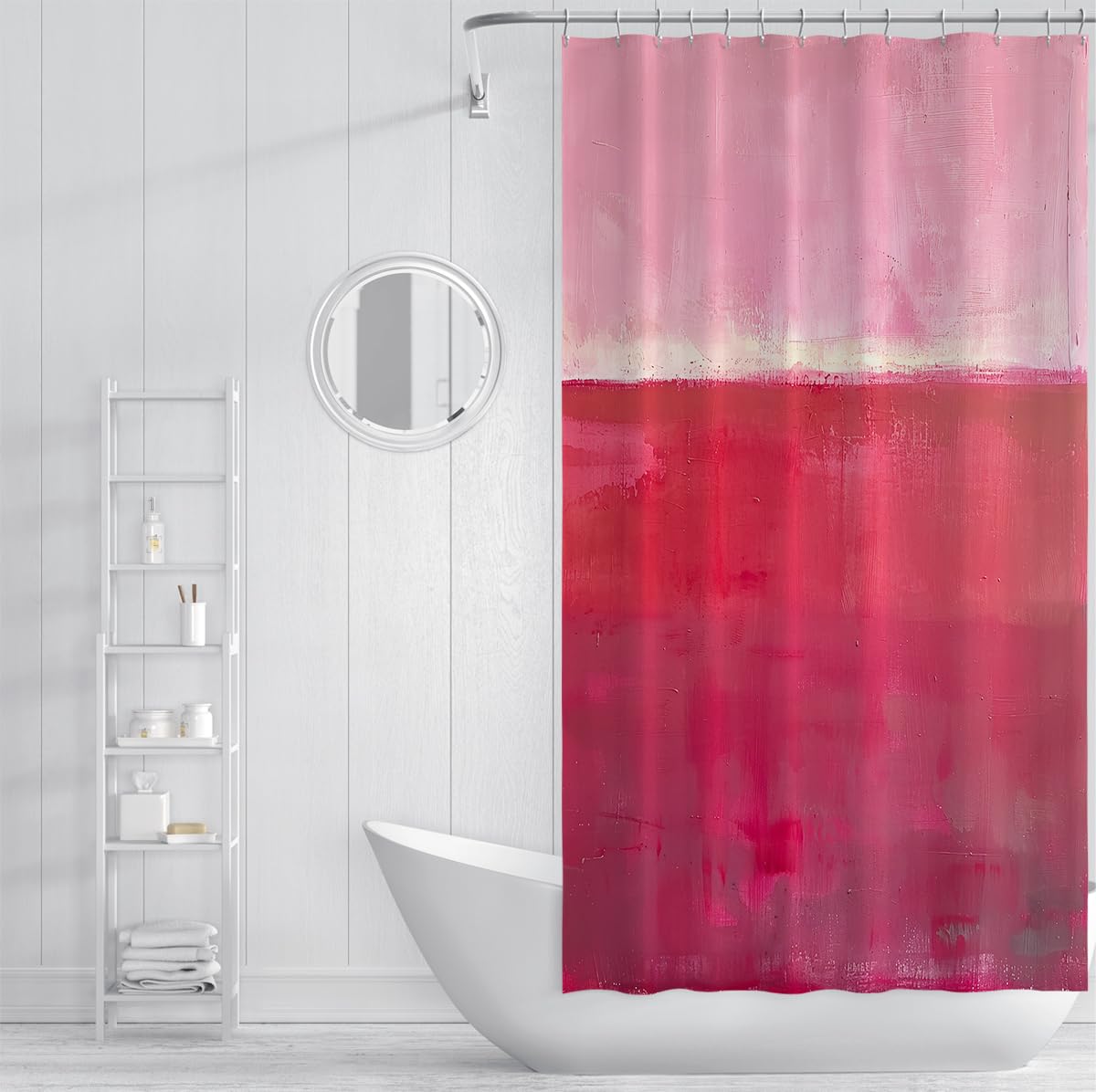 Rideau Douche Salle de Bain Rose Rouge dégradé ombré W180xL220 cm