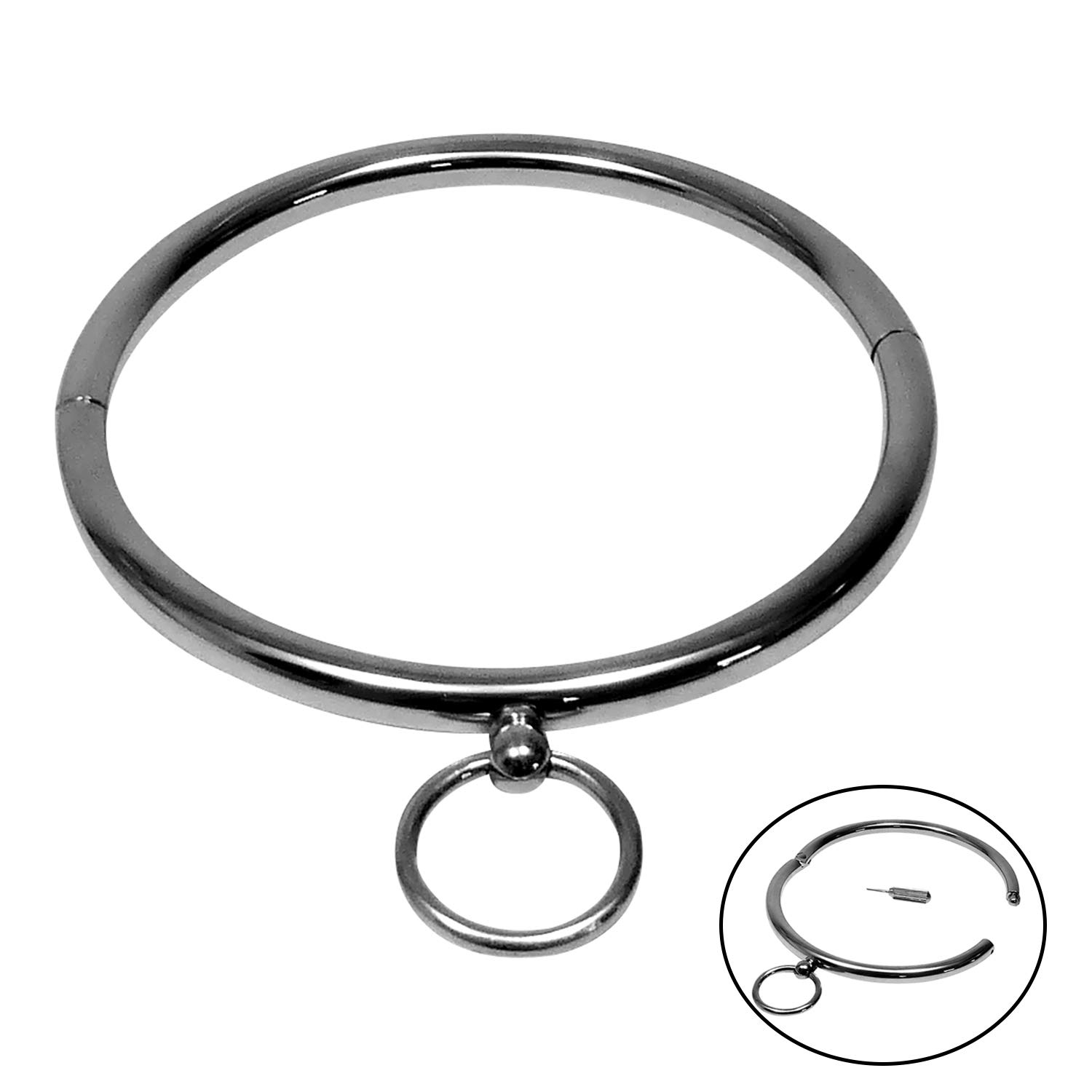 Bondage Halsband Edelstahl Größenauswahl Unisex Sklavenspielzeug Fetisch Halsfessel Metall Halsreif Erotik Sexspielzeuge für Frauen & Männer (HB15) (Innen(Ø): 150 mm)