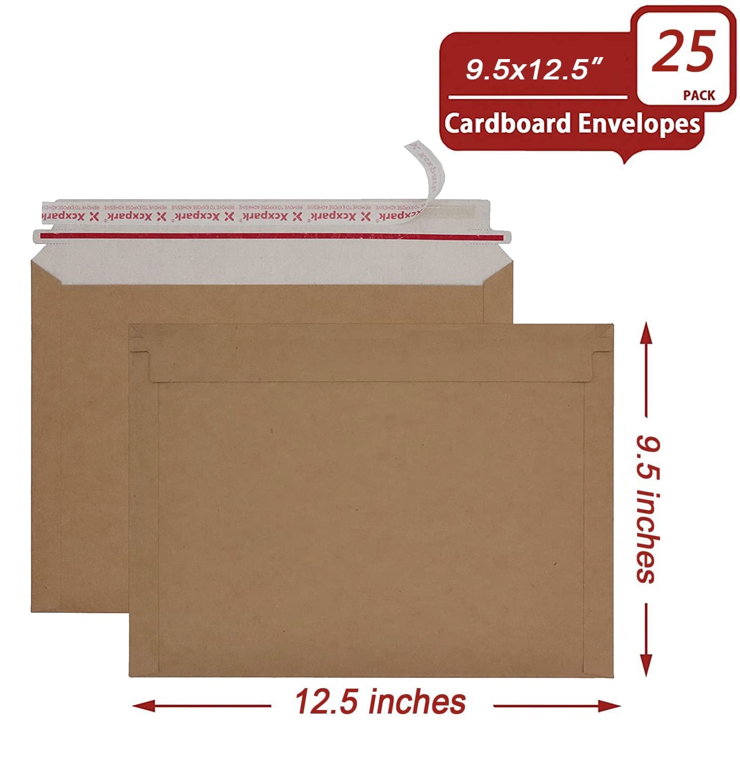 Xxcxpark Confezione da 25 buste rigide in carta kraft marrone, 24,1 x 31,8 cm, con chiusura automatica per foto, foto, documenti, documenti, CD