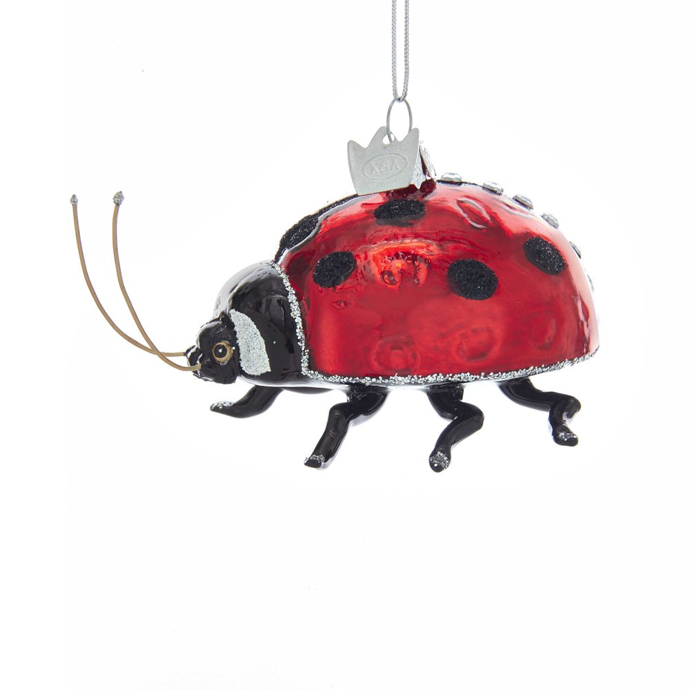 Coccinelle en verre Kurt Adler Noble Gems déco sapin Noël 3 pouces