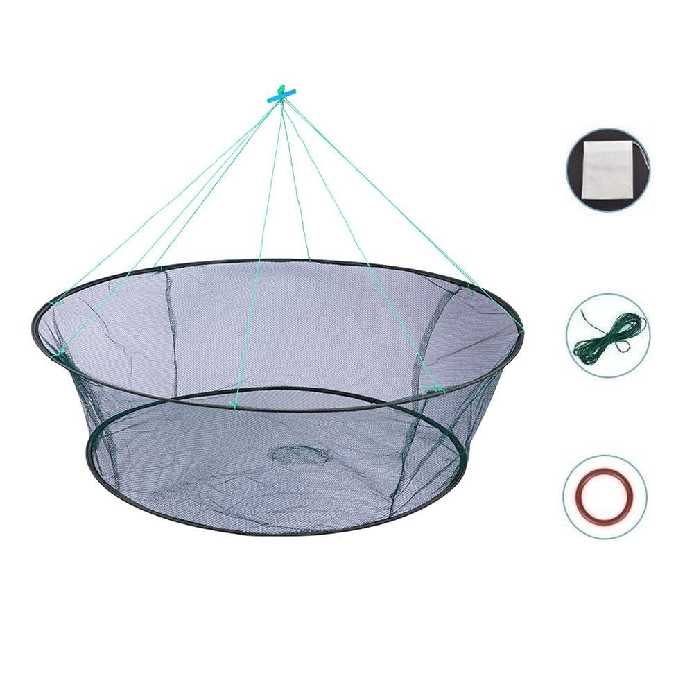 RJSQAQE Foldable Fishing Net, Landing Fishing Pier Nets,Drop Net for Pier,Portable Fishing Net Landing Net Kit with Poly Rope,Portable Bridge Fishing Net for Minnows, Crawfish, Shrimp (100 * 80cm) : Sports