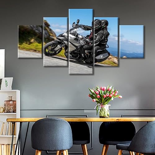 Miniatura 2 de TUMOVO Motorcycle Wall Art Locomotive Artwork Paintings Moto Racing Wall Pictures for Living Room Modern Canvas Frame Art Prints Contemporary Art