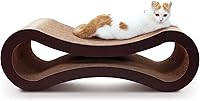 Vista 19 de FluffyDream Rascador de cartón para gatos, almohadilla para rascar, protector de muebles de cama, forma infinita (madera, en forma de L)