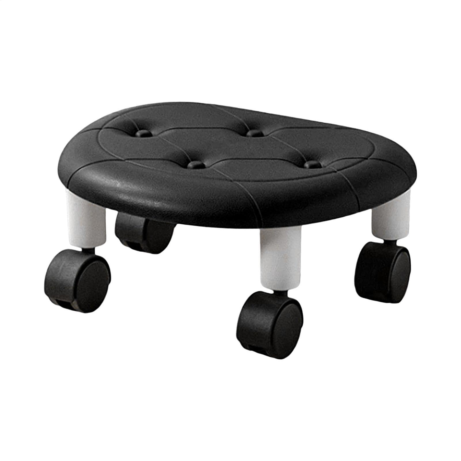 Taburete con ruedas bajo - Banco giratorio | 360 herramientas para ajuste de zapatos, estación de arte de uñas, cómodo diseño ergonómico con ruedas para sala de spa, soporte de asiento de tareas en