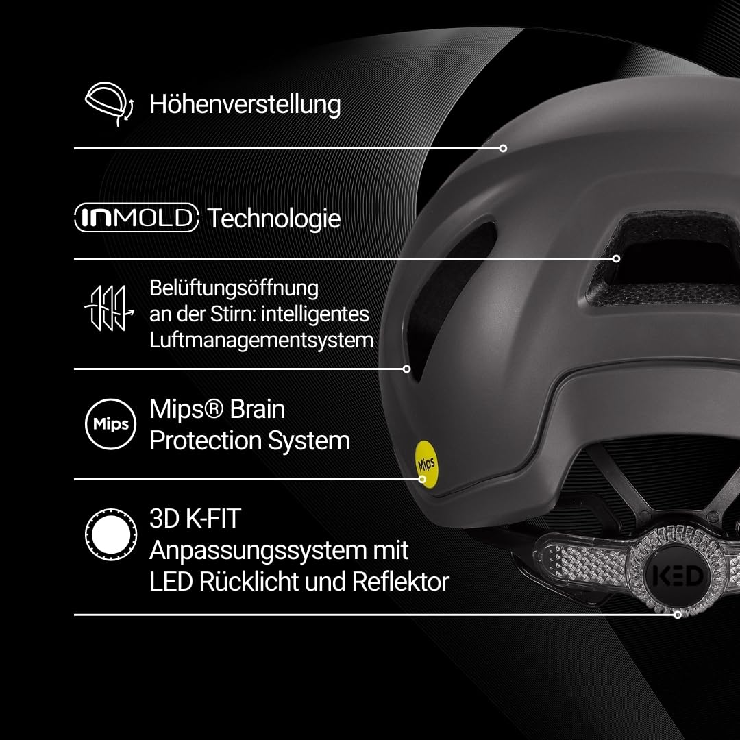 KED Reach DT1 Fahrradhelm – MIPS Schutz, K-Fit 3D Anpassung, Abnehmbares Visier, Rib Cage Belüftung, Individuell Einstellbar, Brillenhalter